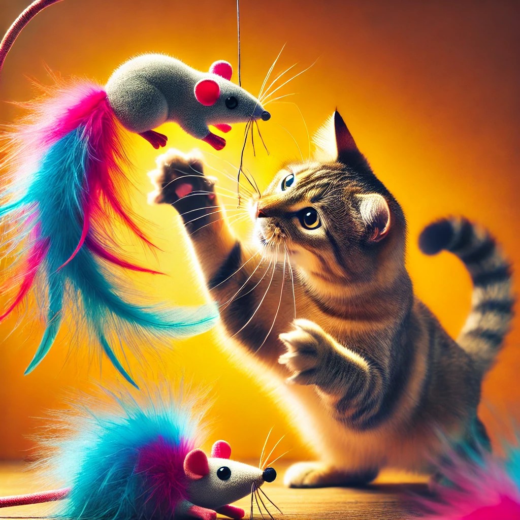 gato jugando con nuestros productos
